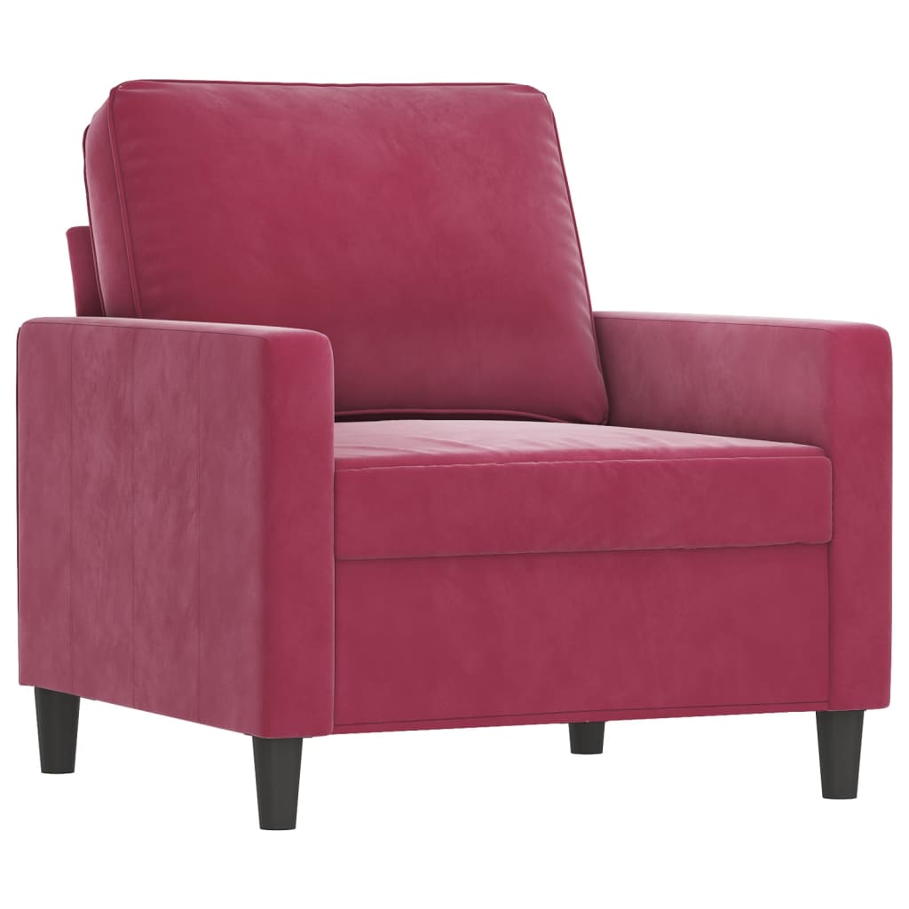 3-delige Loungeset met kussens fluweel wijnrood
