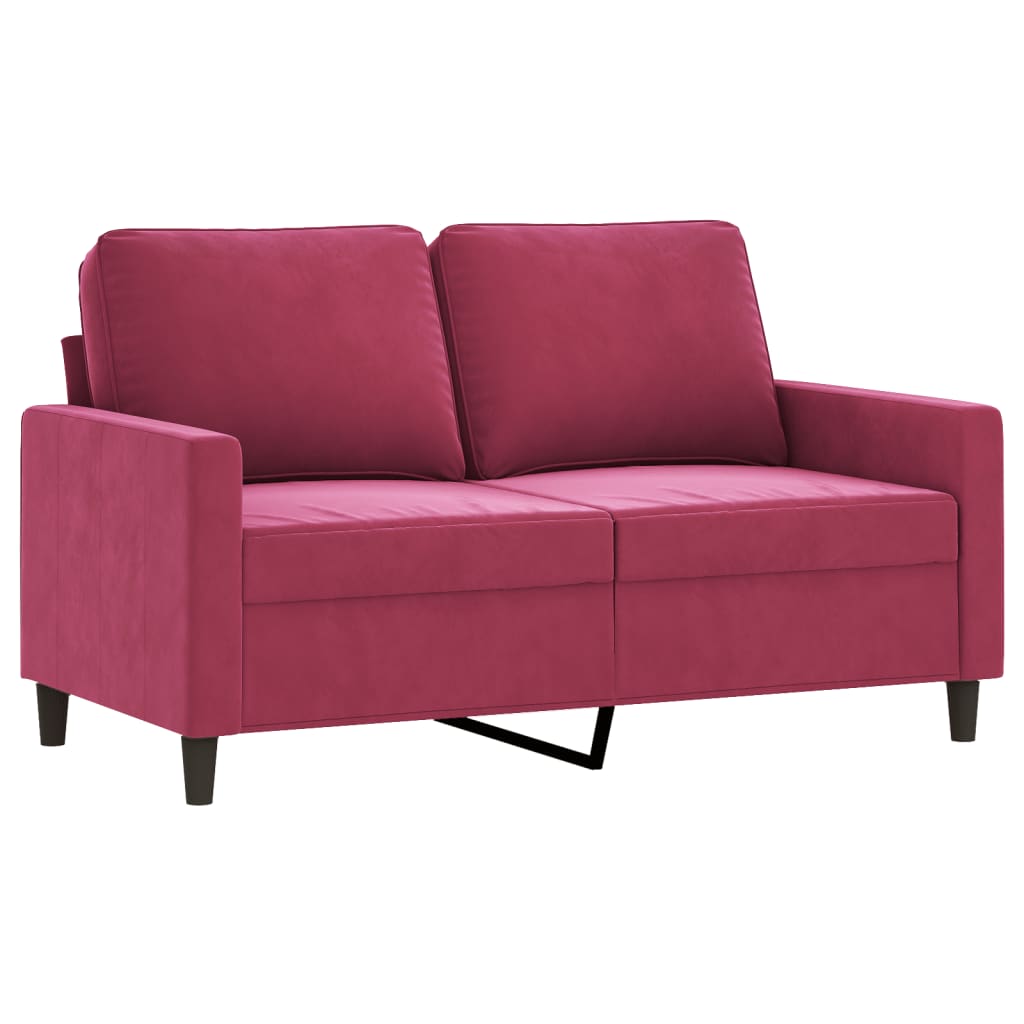 3-delige Loungeset met kussens fluweel wijnrood