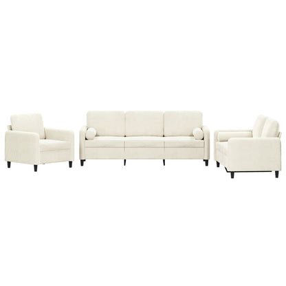 3-delige Loungeset met kussens fluweel crèmekleurig