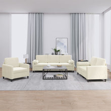 3-delige Loungeset met kussens fluweel crèmekleurig