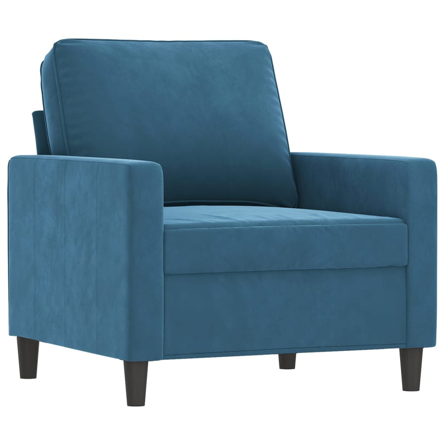 3-delige Loungeset met kussens fluweel blauw Blauw met kussens