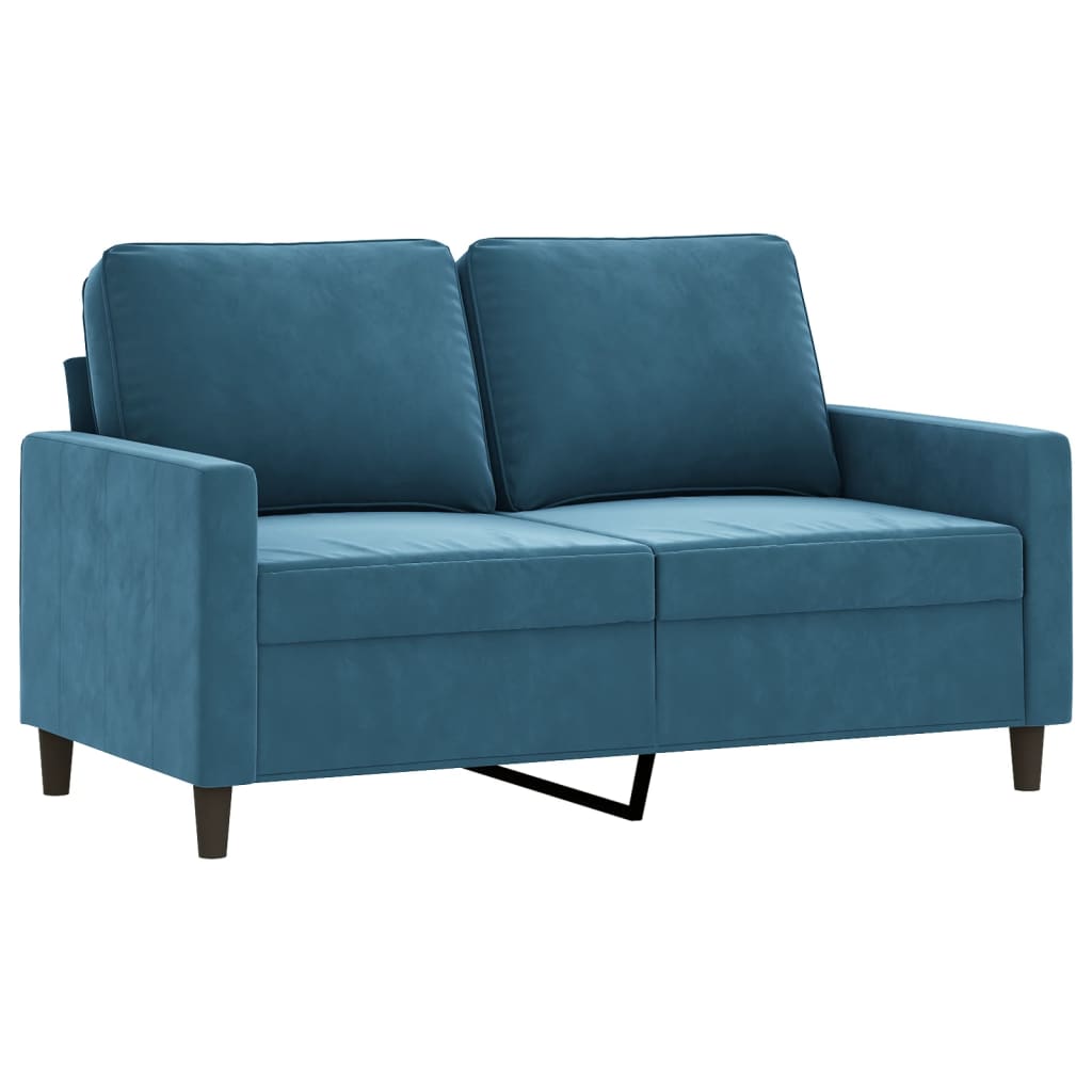 3-delige Loungeset met kussens fluweel blauw Blauw met kussens