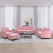 Loungeset 4-delig fluweel roze