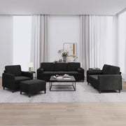 Loungeset 4-delig fluweel zwart