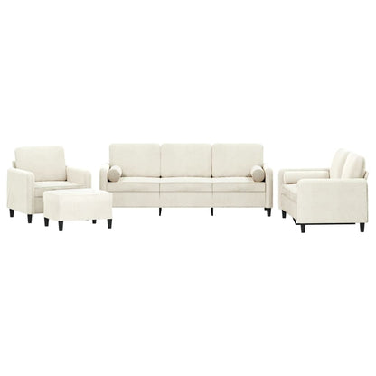 4-delige Loungeset met kussens fluweel crèmekleurig