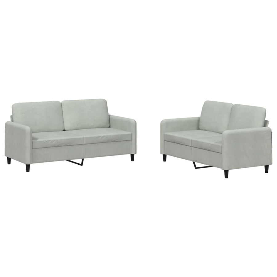 2-delige Loungeset fluweel lichtgrijs Lichtgrijs