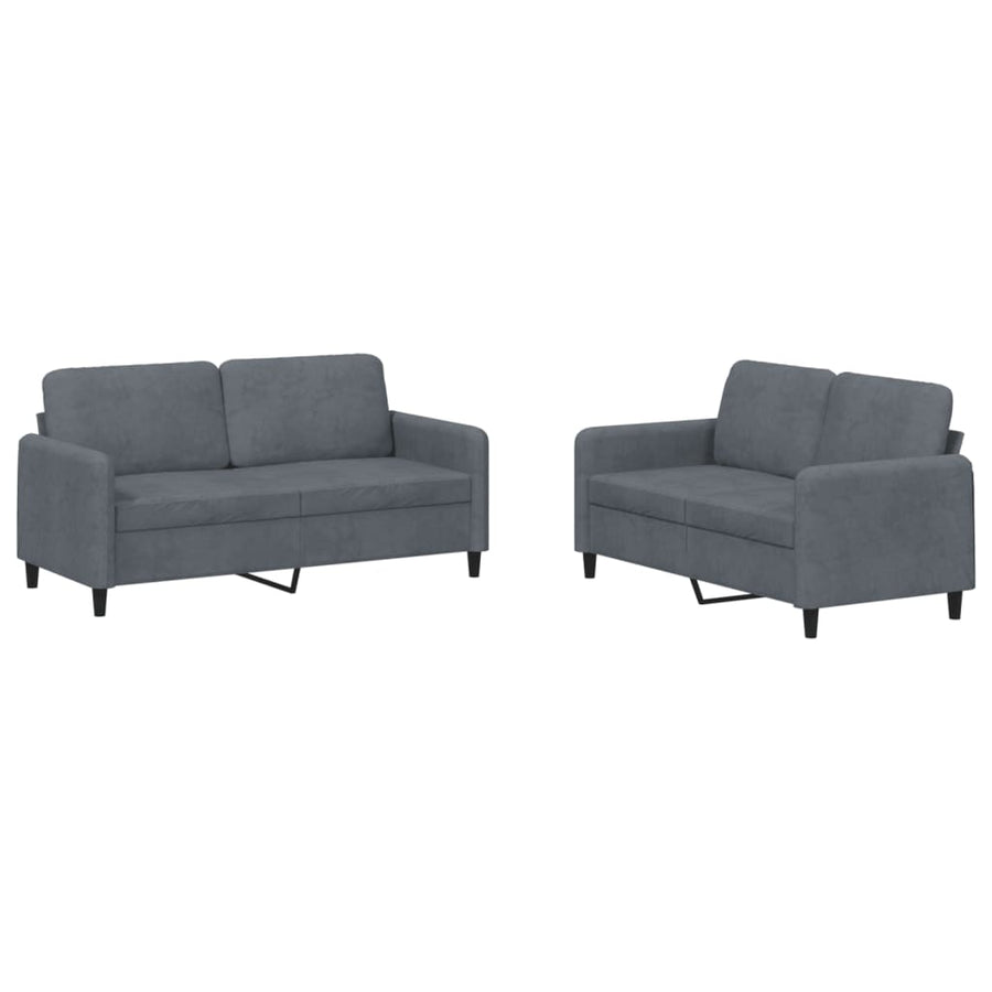 2-delige Loungeset fluweel donkergrijs Donkergrijs