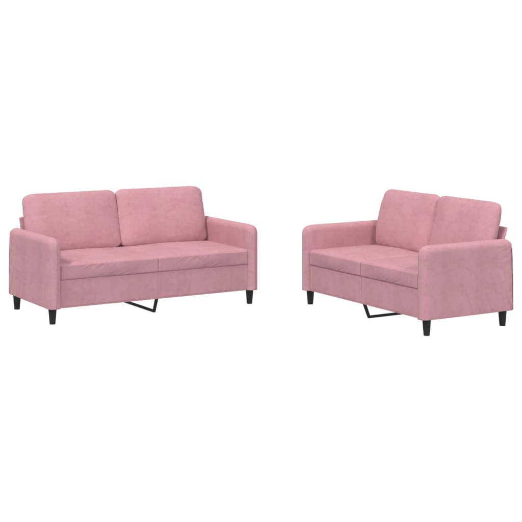 2-Delige Loungeset Fluweel Roze met kussens
