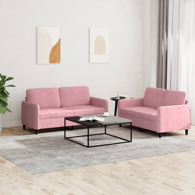 2-Delige Loungeset Fluweel Roze met kussens