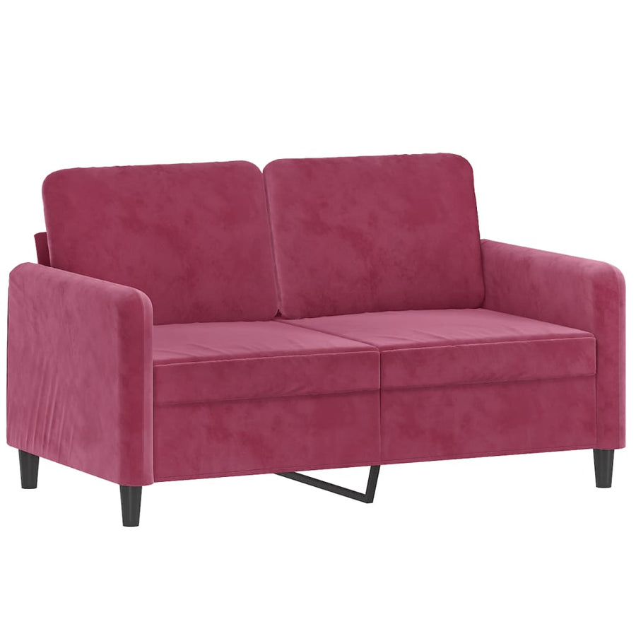 2-Delige Loungeset Fluweel Wijnrood met kussens