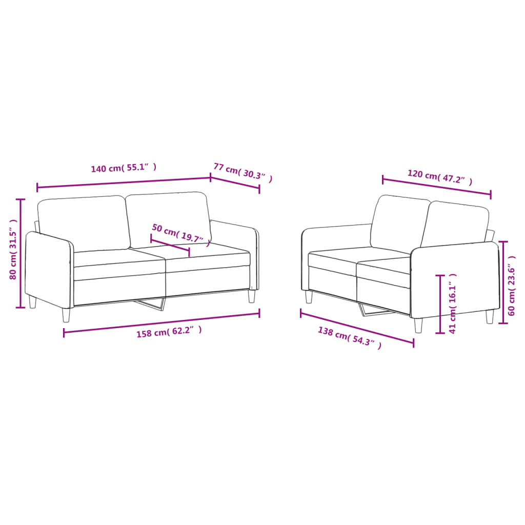 2-Delige Loungeset Fluweel Wijnrood met kussens