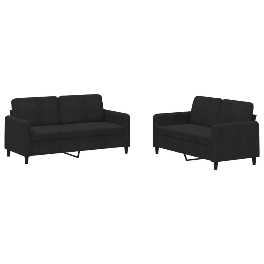 2-delige Loungeset fluweel zwart Zwart met kussens