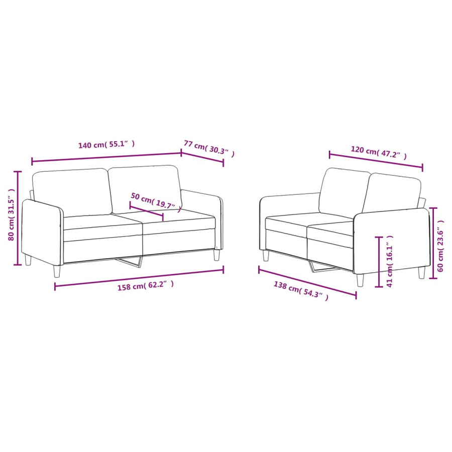 2-delige Loungeset fluweel zwart Zwart met kussens