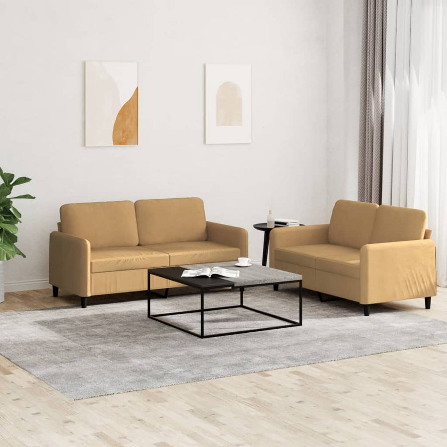 2-Delige Loungeset Fluweel Bruin met kussens