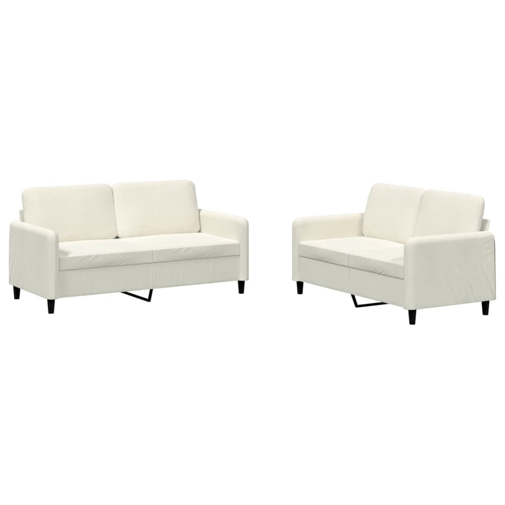 2-Delige Loungeset Fluweel Kleurig Crème
