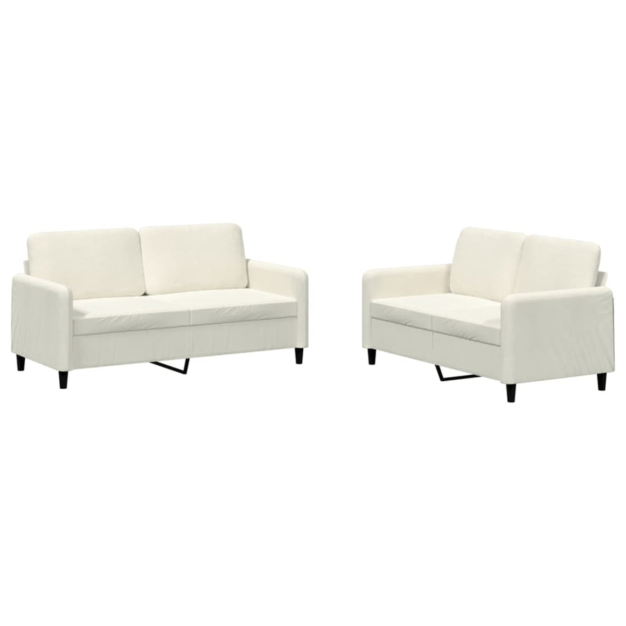 2-Delige Loungeset Fluweel Kleurig Crème