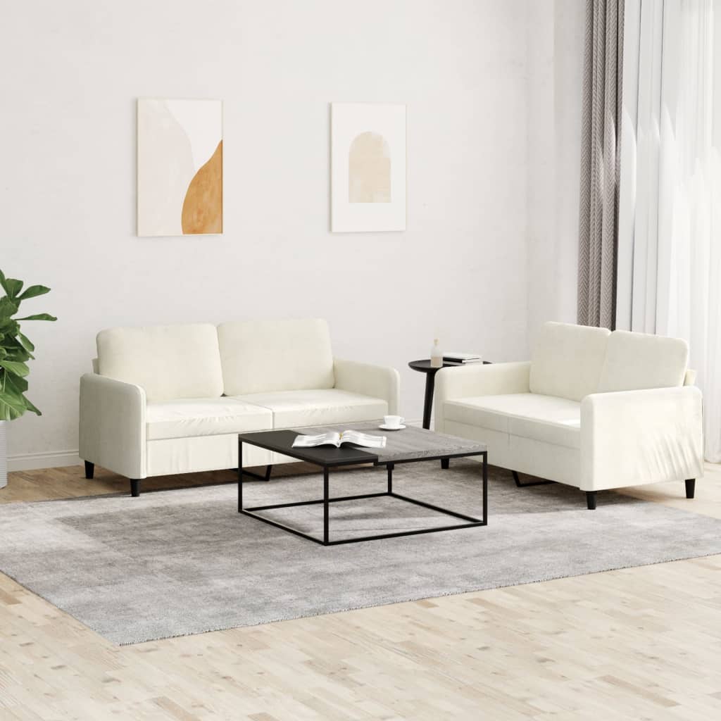 2-Delige Loungeset Fluweel Kleurig Crème