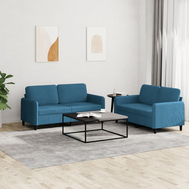 2-Delige Loungeset Fluweel Blauw met kussens