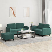Loungeset 3-delig fluweel donkergroen