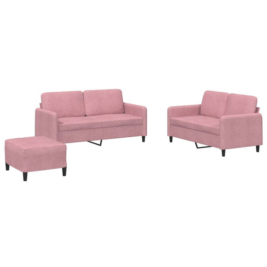 3-delige Loungeset fluweel roze