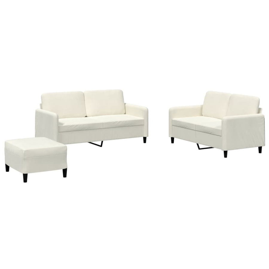 3-Delige Loungeset Fluweel Kleurig Crème