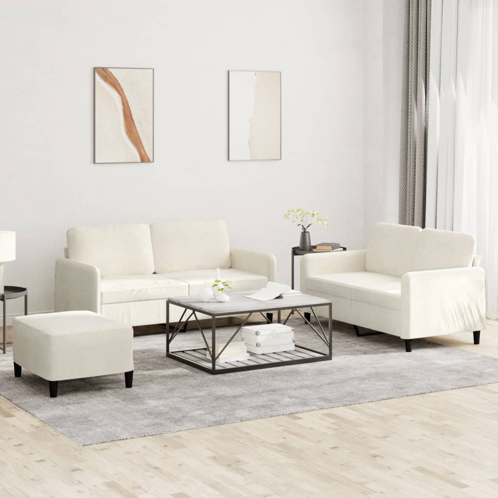 3-Delige Loungeset Fluweel Kleurig Crème