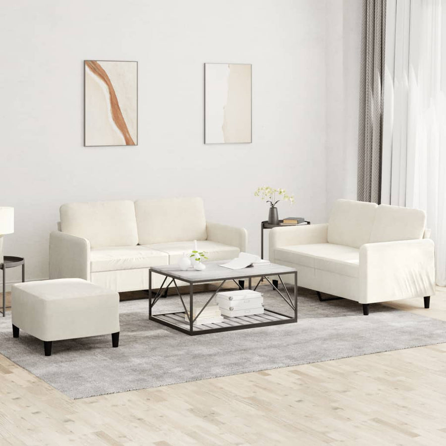 3-Delige Loungeset Fluweel Kleurig Crème