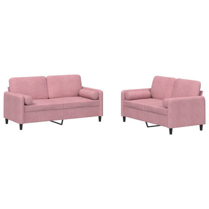 2-Delige Loungeset Fluweel Roze met kussens