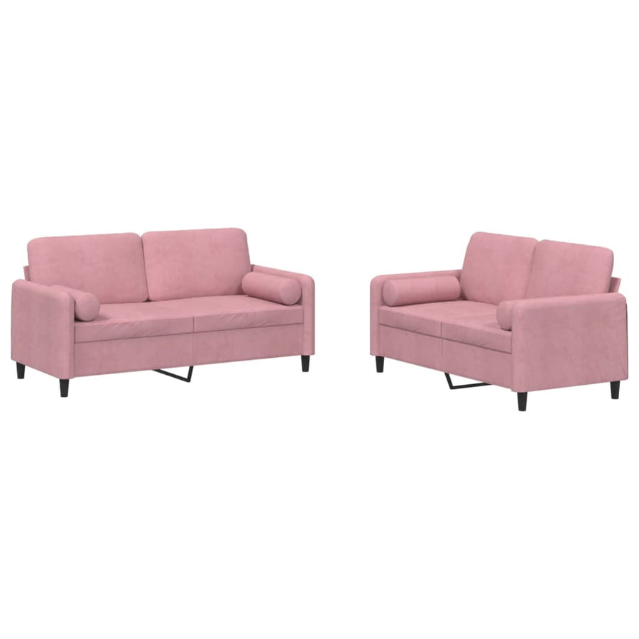 2-delige Loungeset met kussens fluweel roze