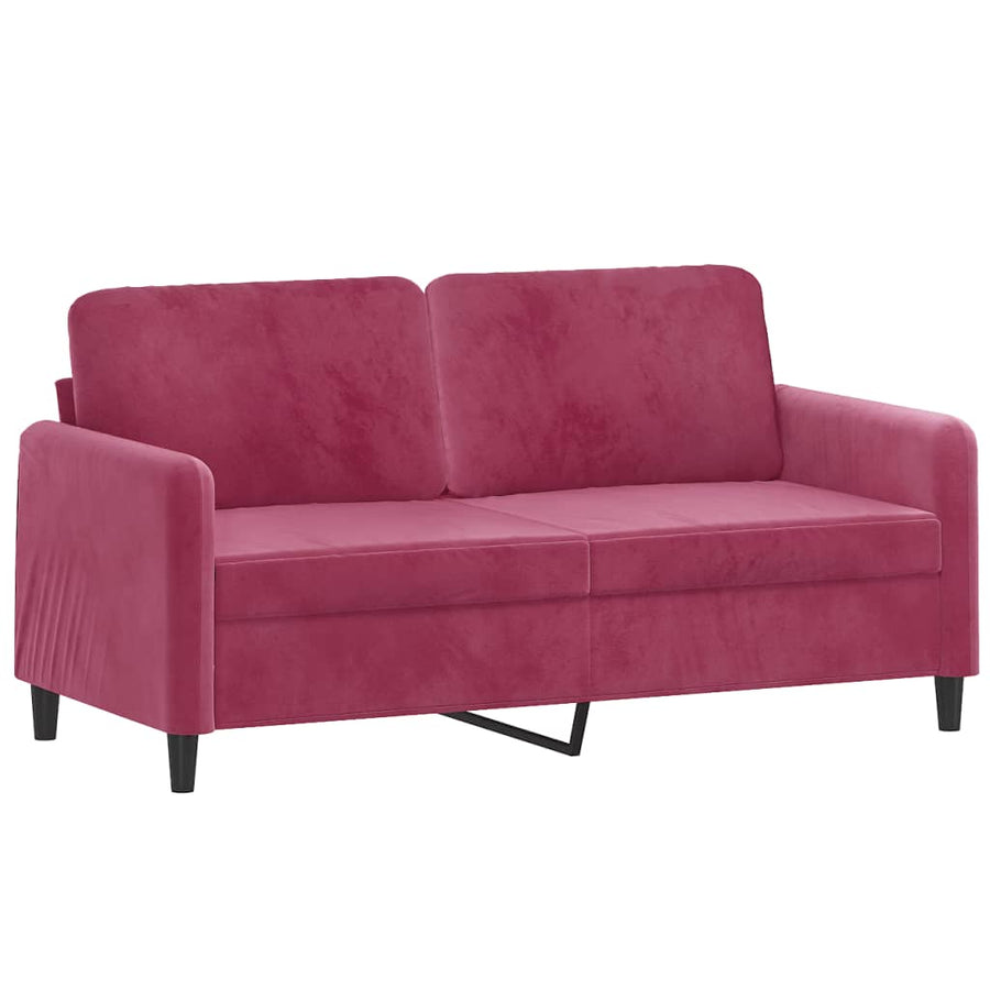 2-delige Loungeset met kussens fluweel wijnrood Wijnrood met kussens