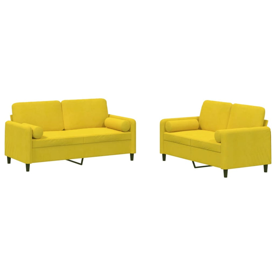 2-Delige Loungeset Fluweel Geel met kussens