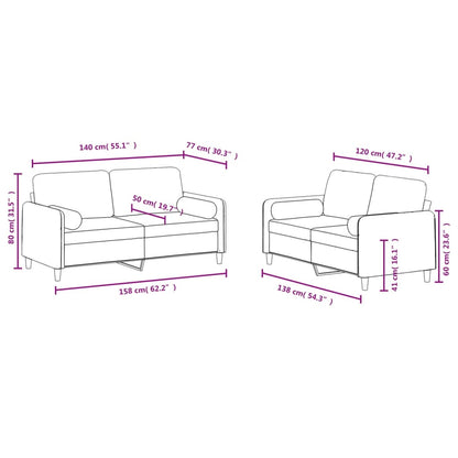 2-delige Loungeset met kussens fluweel bruin Bruin met kussens