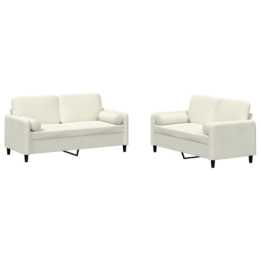 2-Delige Loungeset Fluweel Kleurig Crème
