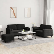 Loungeset 3-delig fluweel zwart