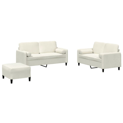 3-Delige Loungeset Met Kussens Fluweel Kleurig Crème
