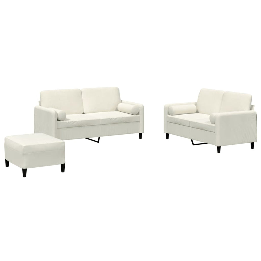 3-Delige Loungeset Met Kussens Fluweel Kleurig Crème