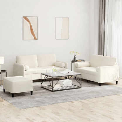 3-Delige Loungeset Met Kussens Fluweel Kleurig Crème