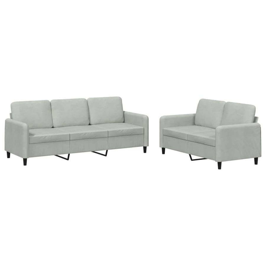 2-Delige Loungeset Fluweel Lichtgrijs met kussens