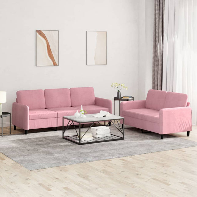 2-delige Loungeset fluweel roze Roze met kussens