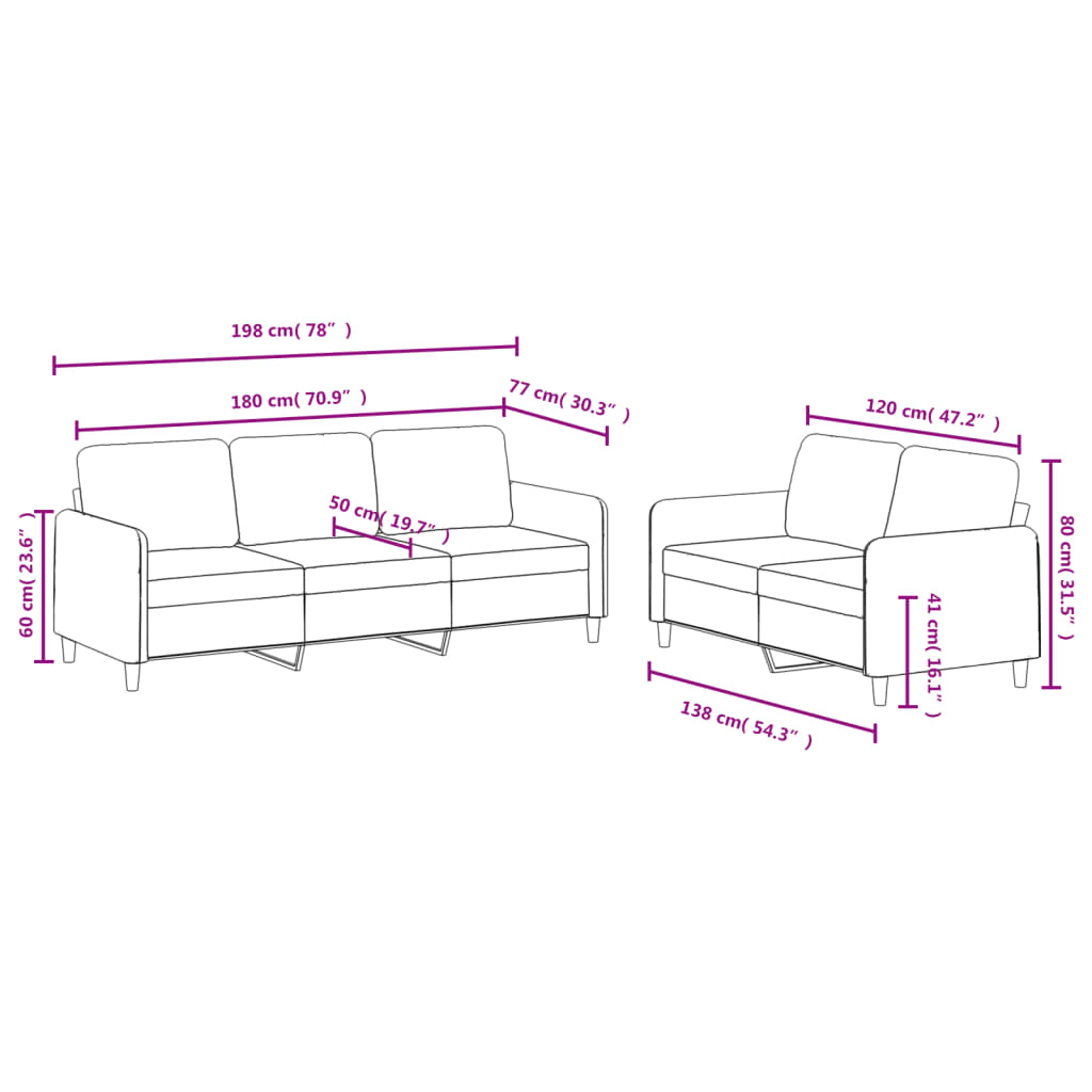 2-Delige Loungeset Fluweel Wijnrood met kussens