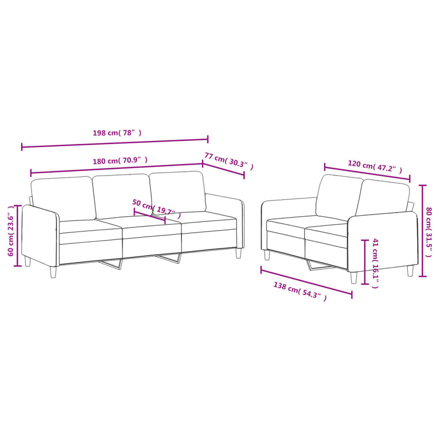 2-Delige Loungeset Fluweel Bruin met kussens