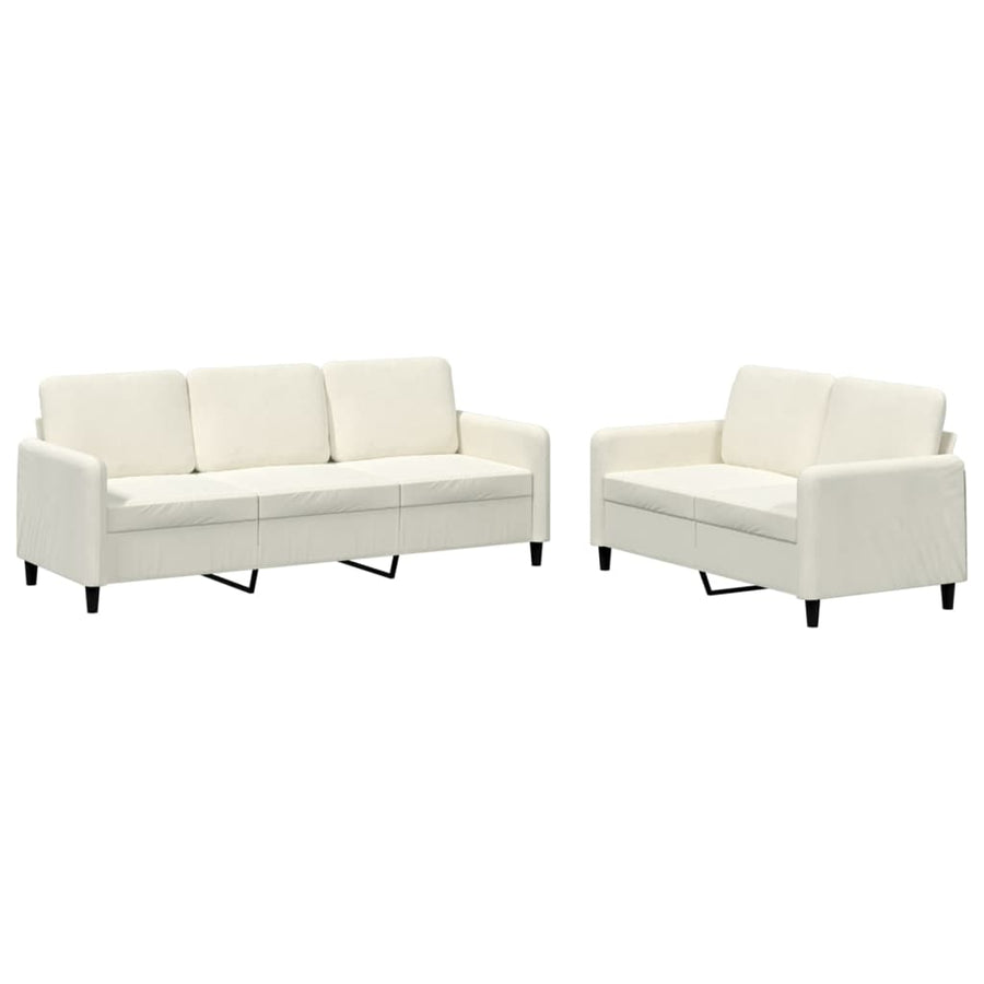 2-delige Loungeset fluweel crèmekleurig Crème met kussens