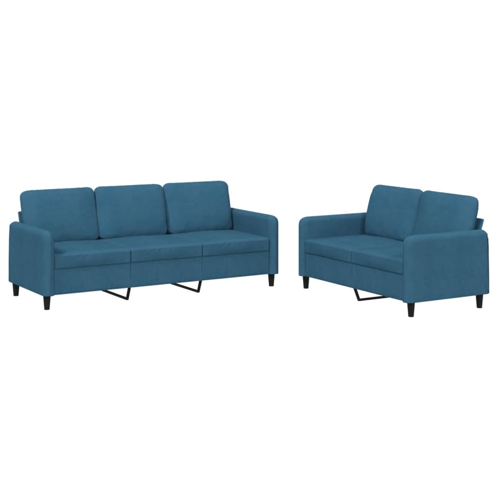 2-delige Loungeset fluweel blauw Blauw met kussens