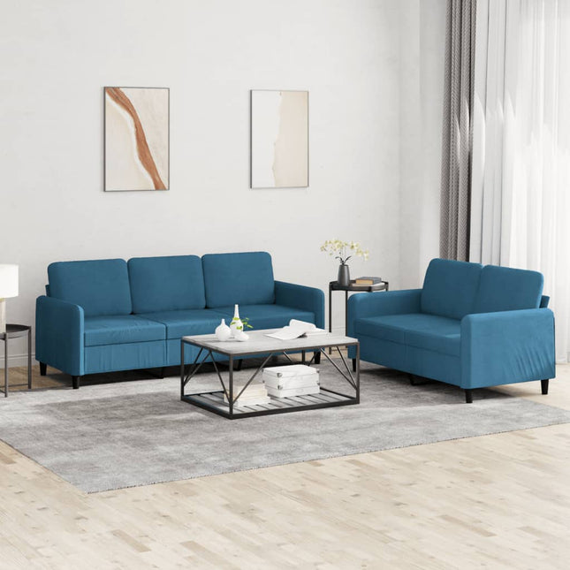 2-delige Loungeset fluweel blauw Blauw met kussens