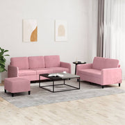 Loungeset 3-delig fluweel roze