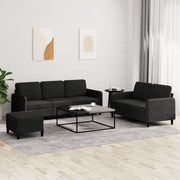 Loungeset fluweel zwart 3-delig