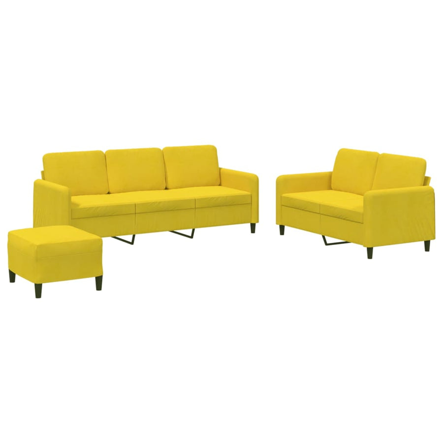 3-delige Loungeset fluweel geel Geel