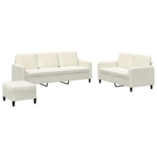 3-delige Loungeset fluweel crèmekleurig