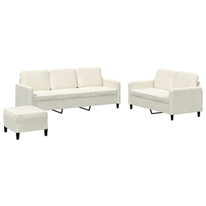 3-delige Loungeset fluweel crèmekleurig