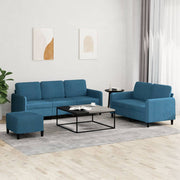 Loungeset fluweel blauw 3-delig